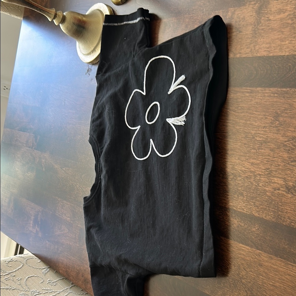 Black Kids Bottoms with Flower Design